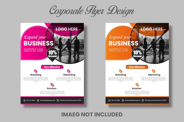 Vector template abstract business flyer with photo modern digital business flyer template