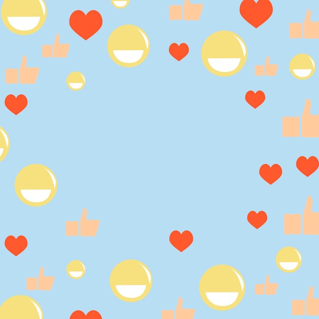 Template banner with smile heart and thumb up floating