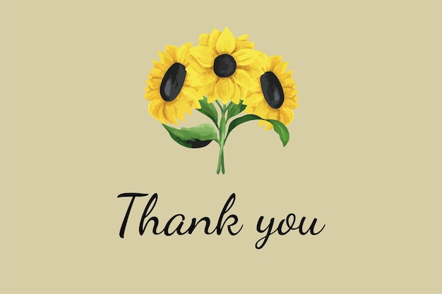 Template Banner with sunflower and text of thank you