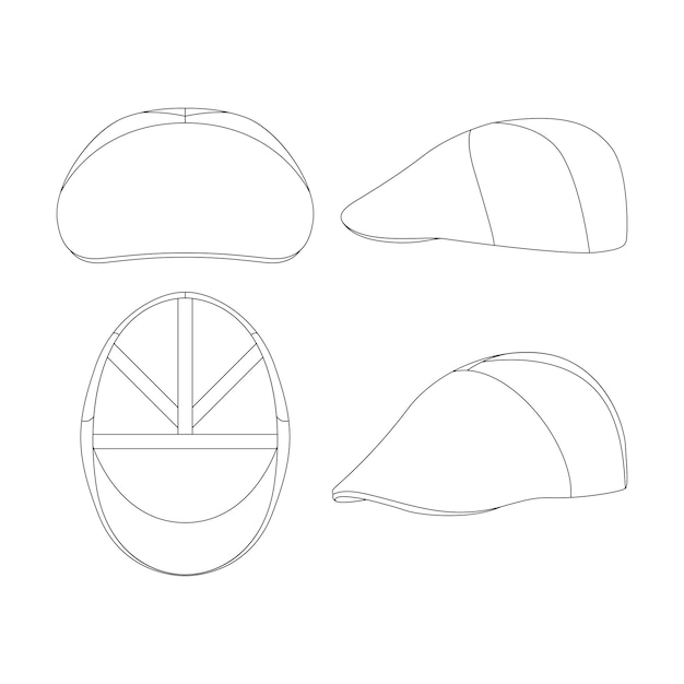 Template breathable flat cap vector illustration flat sketch design outline headwear