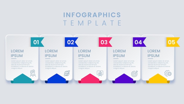 Template business infographic with 5 options or steps