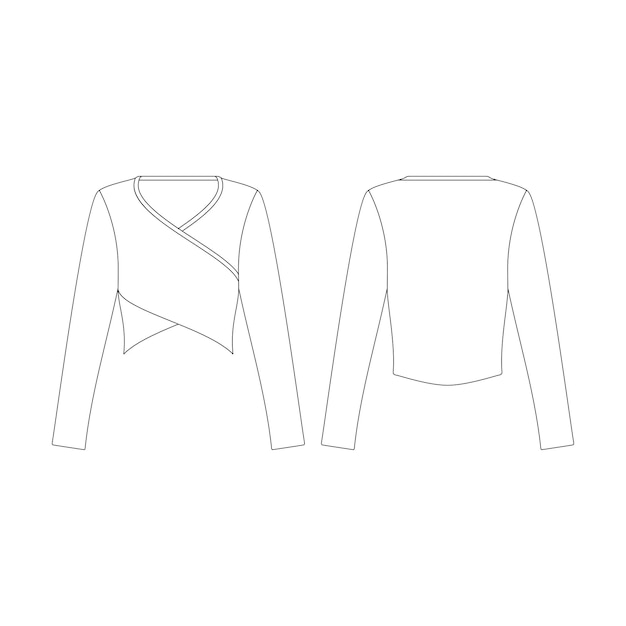 Template crossover crop top vector illustration flat design outline clothing