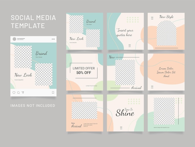 Template Design Instagram Social Media Post Fashion Bundle