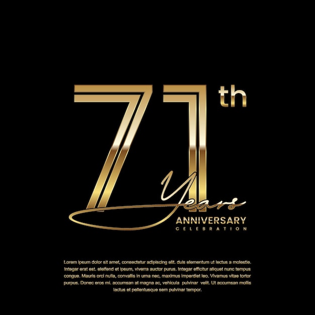 Template design with double line number style in gold color for 71 year anniversary