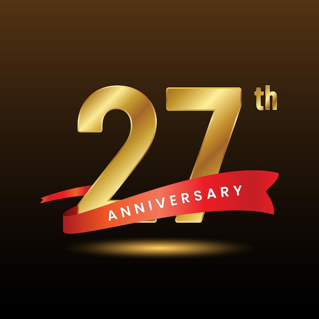 Template design with a golden number for a 27 year anniversary event