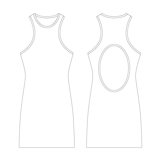 Template dress open back vector illustration flat design outline clothing collection