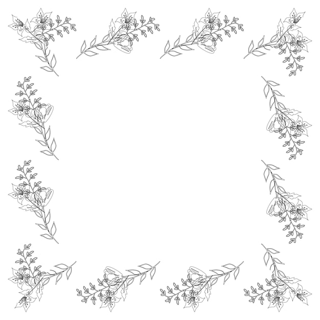 Template frame of spring flowers line art