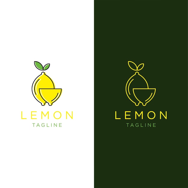 Template fresh lemon fruit line art colorful logo design vector symbol icon illustration