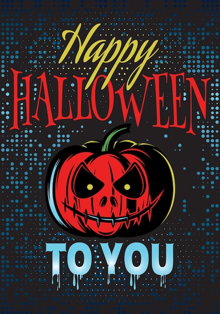 Template Halloween party with a pumpkin for advertising or invitation