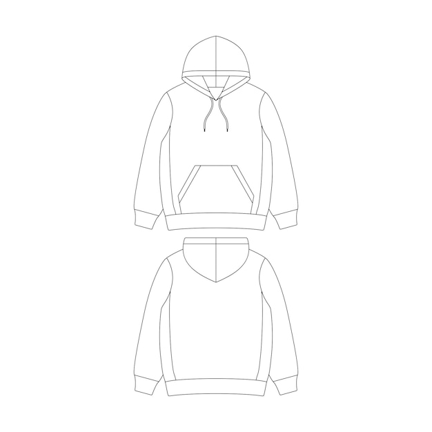 Template hoodie vector illustration flat design outline clothing