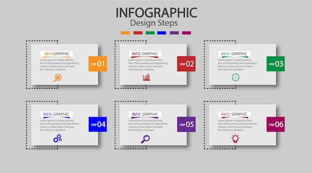 Template infographic element design with 6 steps