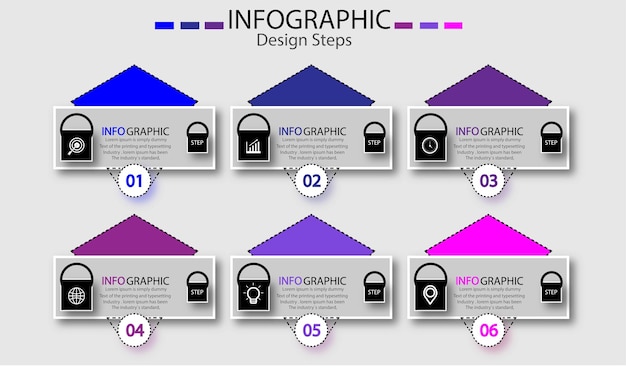 Template infographic element design with 6 steps