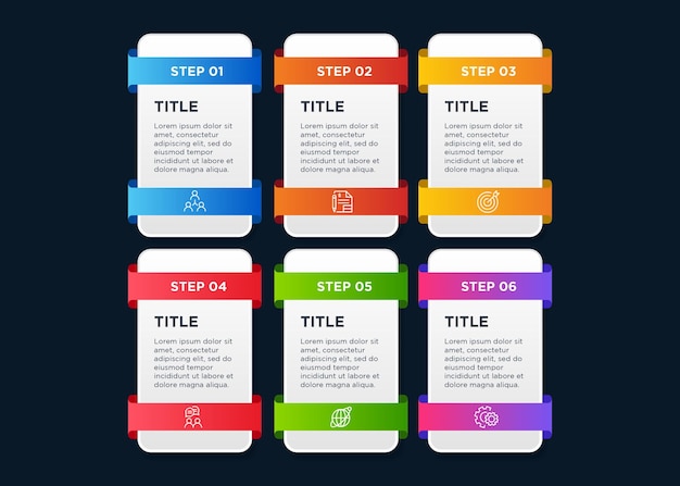 Template infographic element design with 6 steps