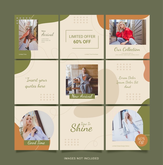 Template Instagram Fashion Social Media Puzzle Post