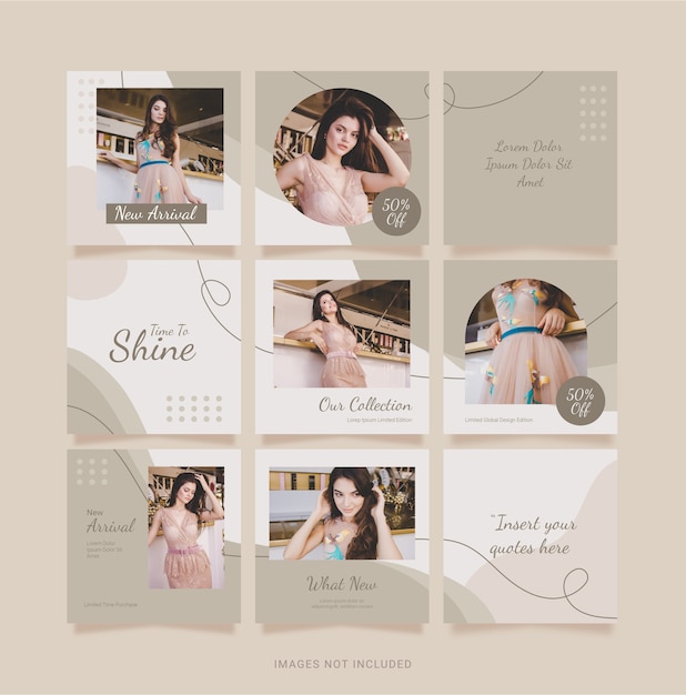 Template Instagram Puzzel Fashion Women Post. Social Media Design