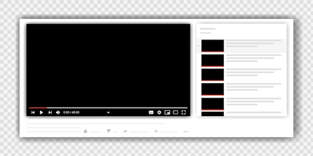 Template interface video player Social media concept Blank video screen Video player interface You are using a desktop desktop web player a modern social media interface