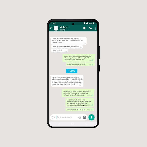 Vector template interface whatsapp on your phone smartphone chat whatsapp