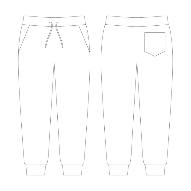 Template jogger sweatpants vector illustration flat sketch design outline