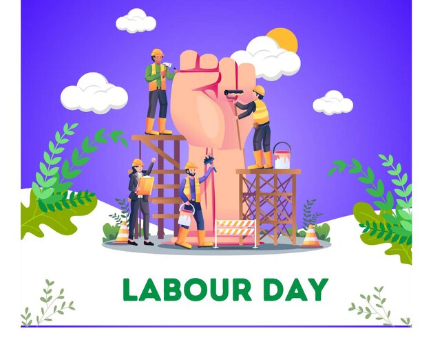 Vector a template for labor day and its title is labor day and its background color is sky blue