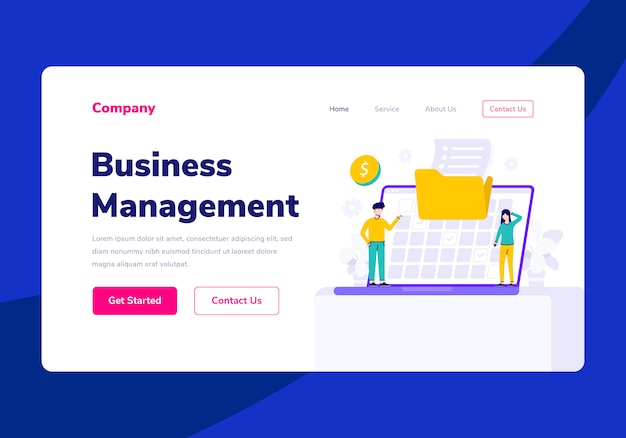 Template Landing Page People Business Management   Flat Illustration