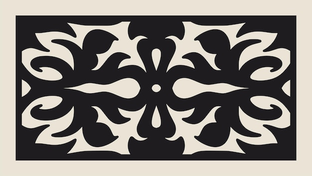 Template of laser cut panel with vintage baroque ornament