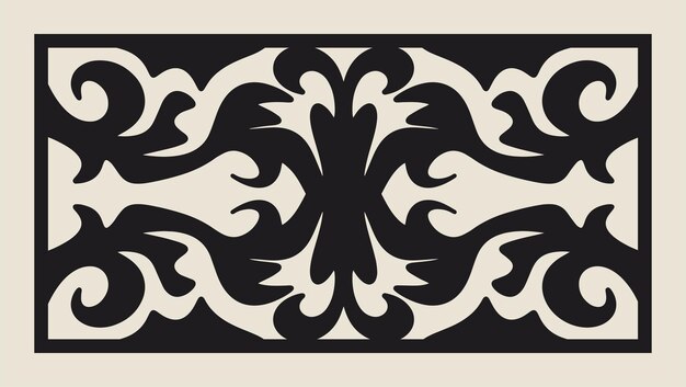 Template of laser cut panel with vintage baroque ornament