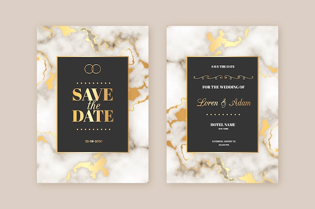 Template marble elegant wedding invitation