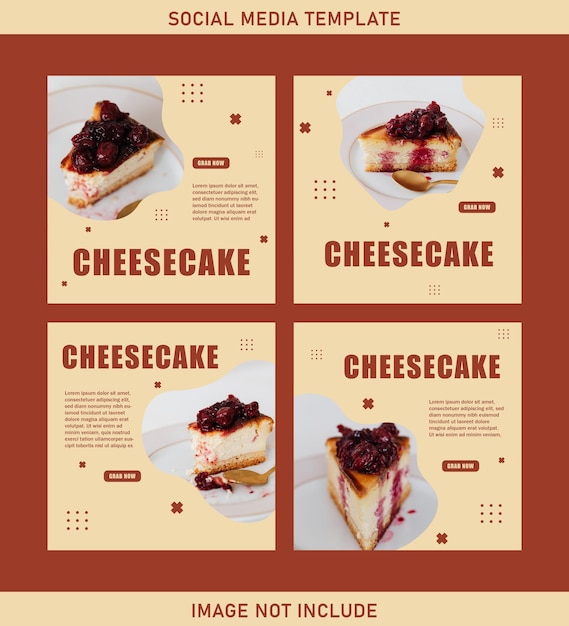 template menu set for promoting your cheesecake on social media