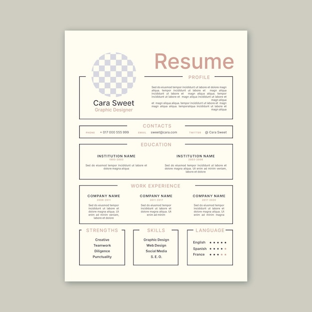 Template for minimalist cv