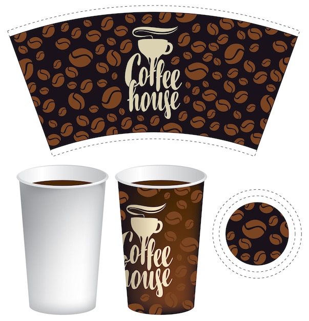 Vector template of paper cup for hot drink