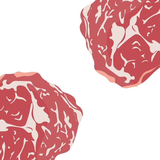 template poster banner on the theme of food consisting of two pieces of raw beef steaks