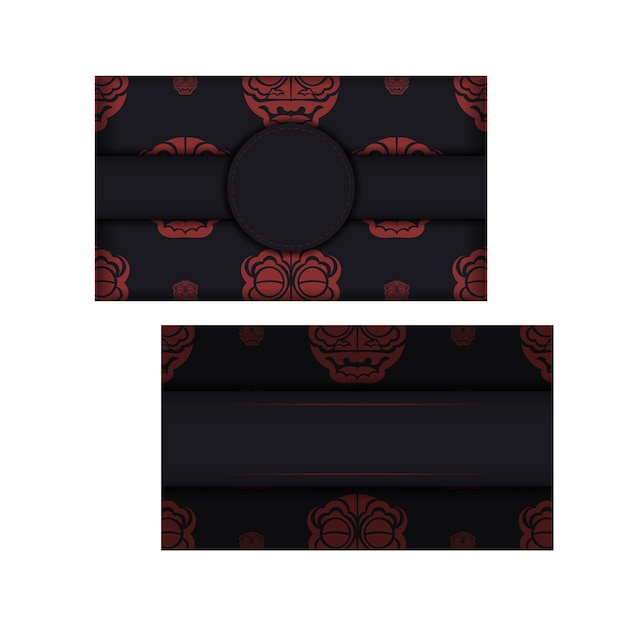 Template for print design postcard BLACK colors with face of Chinese dragon patterns.