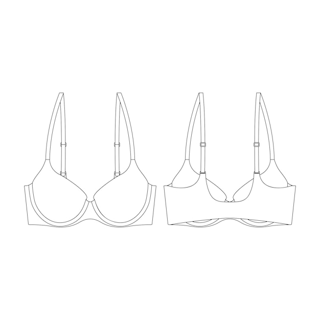 Vector template push up bra vector illustration flat design outline clothing collection