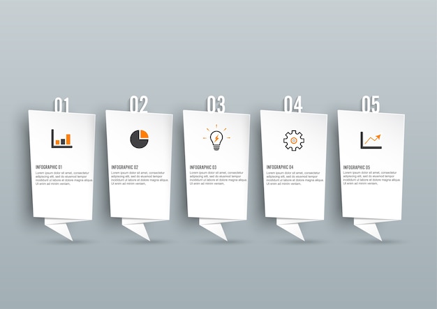 Template timeline infographic colored horizontal numbered for five position.