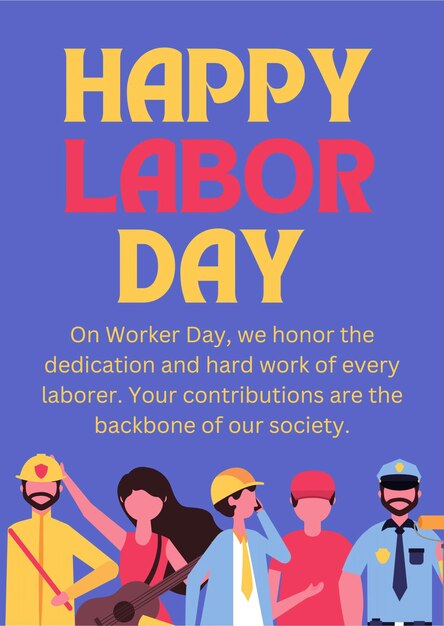 Vector template title is happy labor day and its background color is blue