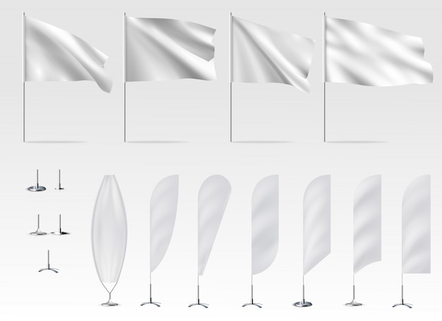 Vector template of white flags