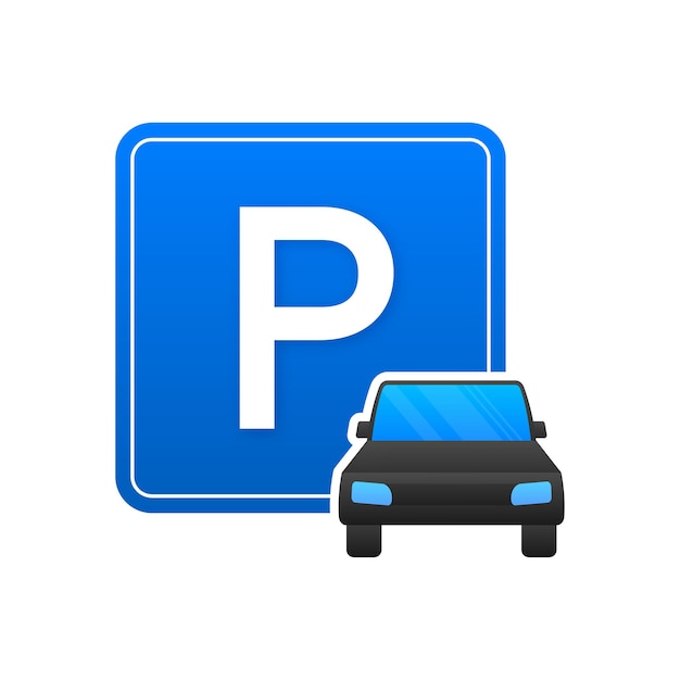 Template with blue parking Logo icon label Parking on white background