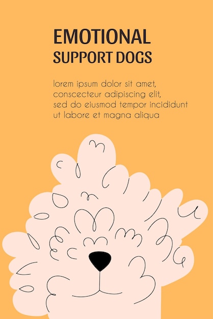 Template with a dog for a veterinary clinic an emotional support service animal Vector illustration in a flat style