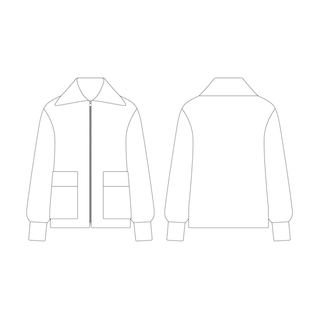 Template women blouson jacket vector illustration flat design outline clothing collection outerwear