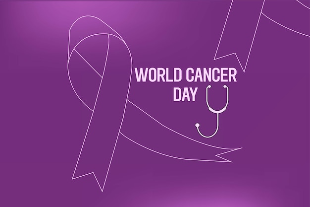 Template of world cancer day with stethoscoe