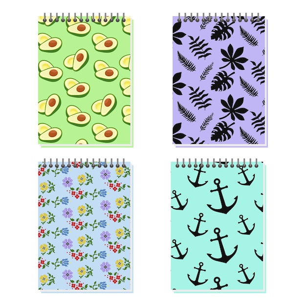 Templates for cover pages of notebooks and notebooks Vector illustration