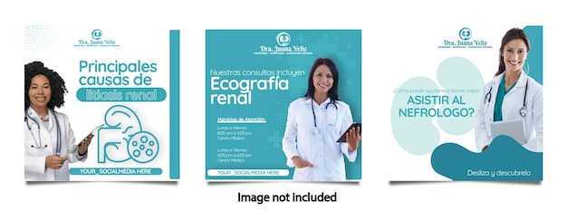 TEMPLATES FOR INSTAGRAM OR FACEBOOK PUBLICATIONS OF HEALTH CENTERS OR MEDICAL SERVICES