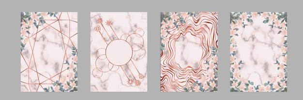 Templates set with eucalyptus and flowers fot greeting cards and covers