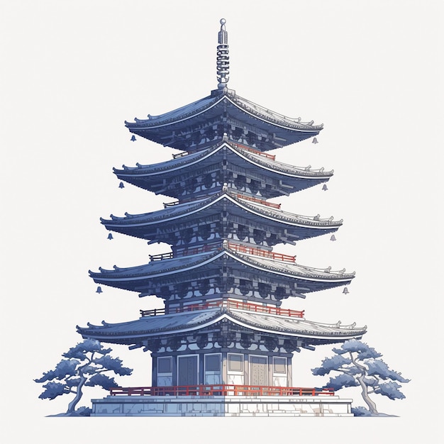 Vector temple architecture in traditional designs