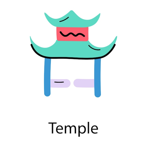 A temple building hand drawn icon