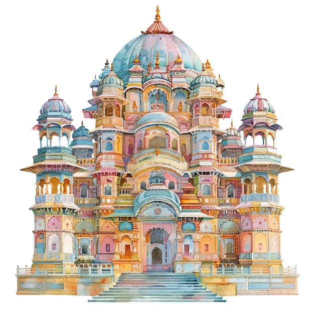 temple vector illustration in watercolour style