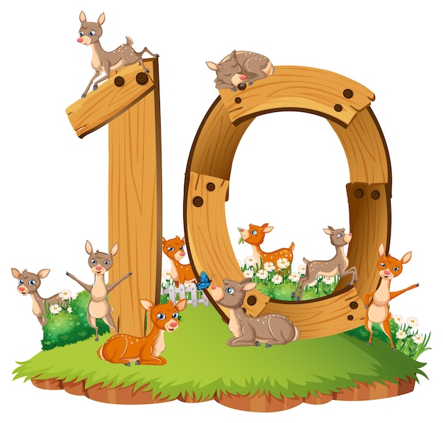 Ten deers attached to number ten