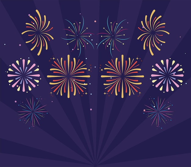 Ten fireworks explosion icons