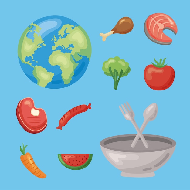 Ten healthy food icons