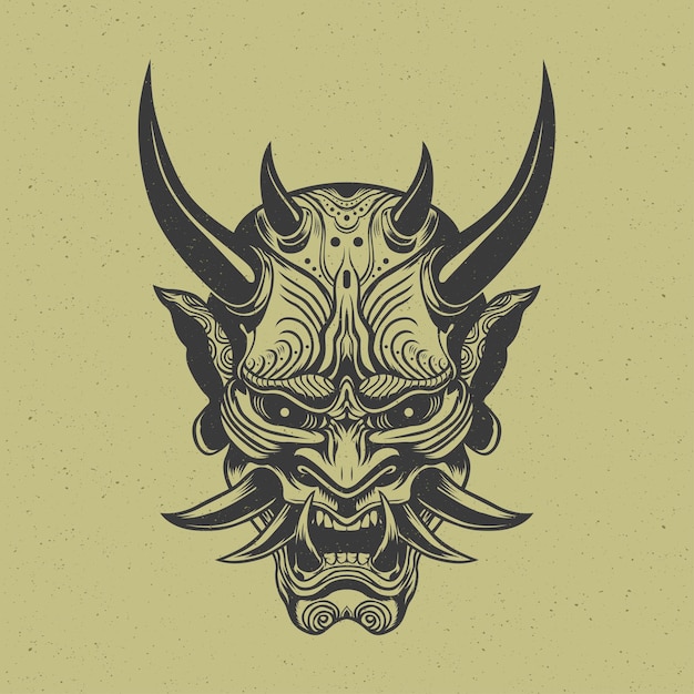 Tengu Demon Mask Illustration